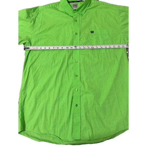 CINCH Shirt Men's Adult Large Green Casual Short Sleeve Button Up Western Cowboy - Picture 5 of 8